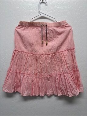 Girls' Pink Tiered Drawstring Skirt